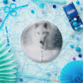 Witte wolf papieren bordje (Feest)