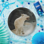 Witte Wolf Papieren Bordje (Feest)