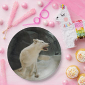 Witte Wolf Papieren Bordje (Feest)