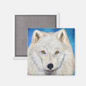 Witte Wolf Portret Magneet (Voorkant / Achterkant)