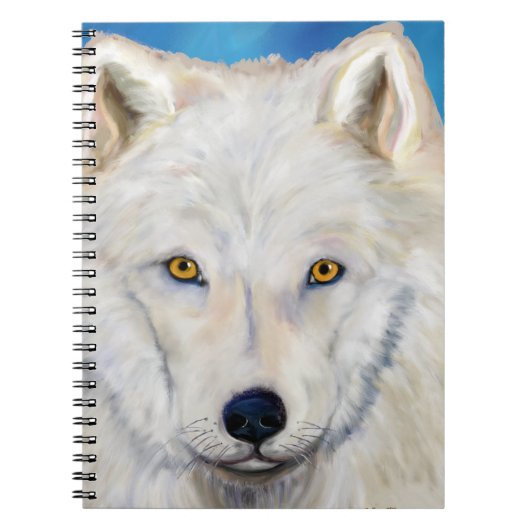 Witte Wolf Portret Notitieboek (Voorkant)