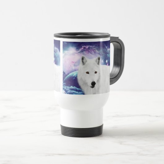 Witte wolf reisbeker (Voorkant rechts)