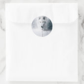 Witte wolf ronde sticker (Tas)