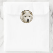 Witte Wolf-ronde sticker (Tas)