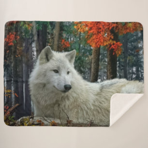 WITTE WOLF SHERPA DEKEN