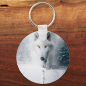 Witte wolf sleutelhanger (Voorkant)