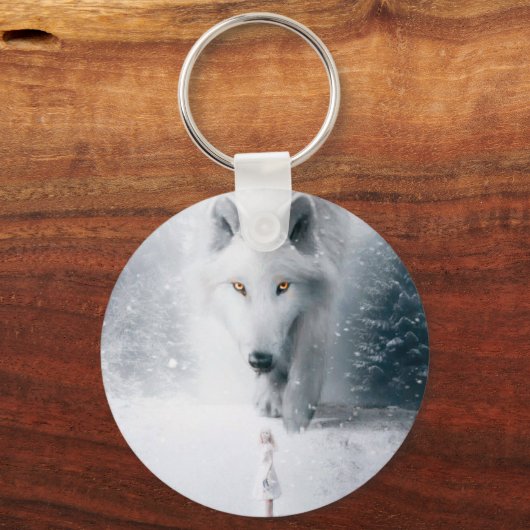 Witte wolf sleutelhanger (Voorkant)
