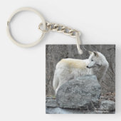 Witte wolf sleutelhanger (voorkant)