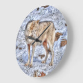 Witte Wolf & Sneeuw Wildlife Fotoklok Grote Klok (Hoek)