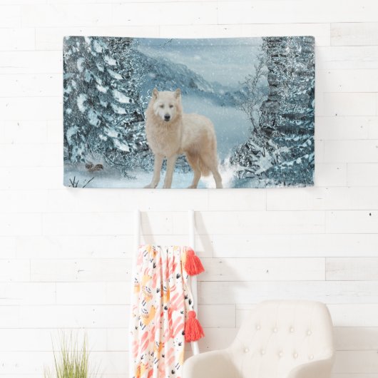 Witte wolf spandoek (Insitu)