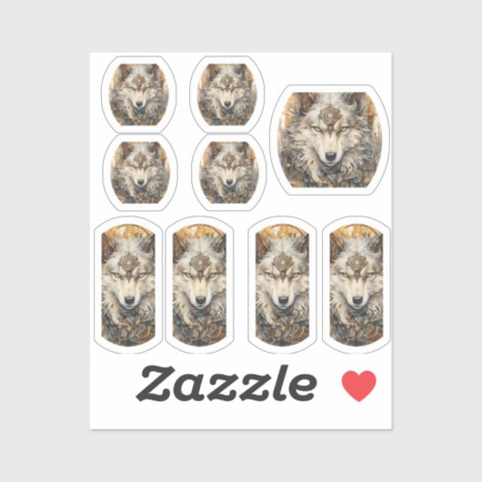 Witte Wolf Steampunk Solarpunk Sticker (Vel)