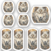 Witte Wolf Steampunk Solarpunk Sticker (Voorkant)