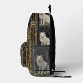 Witte wolf vintage boho bos boslandschap bedrukte rugzak (Rechts)