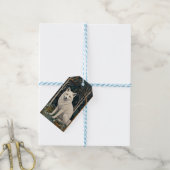 Witte wolf vintage boho bos boslandschap  cadeaulabel (Met Touw)