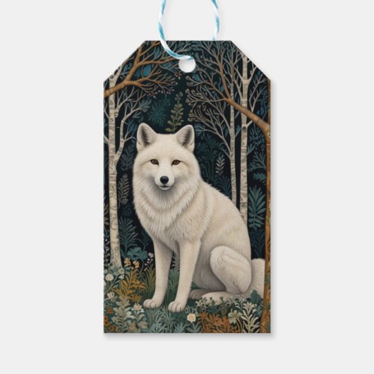 Witte wolf vintage boho bos boslandschap  cadeaulabel (Voorkant)