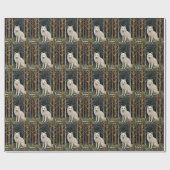 Witte wolf vintage boho bos boslandschap cadeaupapier (Vlak)