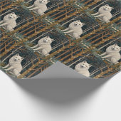 Witte wolf vintage boho bos boslandschap cadeaupapier (Hoek)