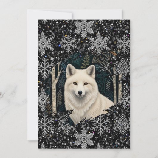 Witte wolf vintage boho bos boslandschap feestdagenkaart (Voorkant)