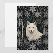 Witte wolf vintage boho bos boslandschap feestdagenkaart (Voorkant / Achterkant)