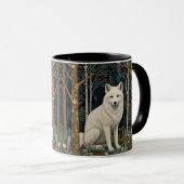 Witte wolf vintage boho bos boslandschap mok (Voorkant rechts)
