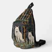 Witte wolf vintage boho bos boslandschap sling bag (Rechterhoek)