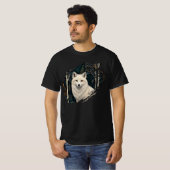 Witte wolf vintage boho bos boslandschap t-shirt (Voorkant volledig)