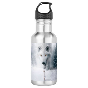 Witte wolf waterfles 