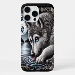 Witte Wolf's Rustige Weerspiegeling iPhone 16 Pro Max Hoesje
