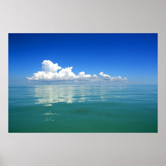 Witte wolk boven een poster van de placid oceaan (Voorkant)