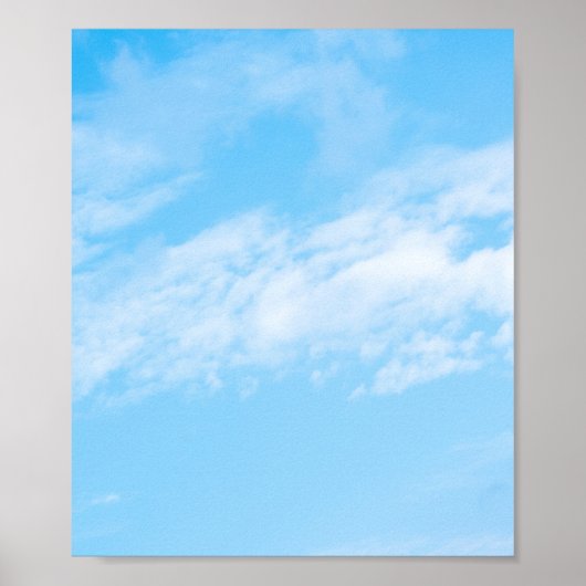 Witte wolk op blauwe achtergrond poster (Voorkant)