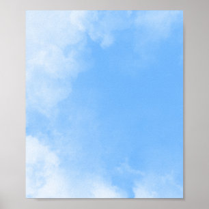 Witte wolk op blauwe achtergrond poster