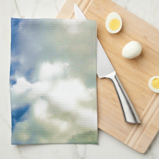 Witte wolken en blauwe hemel theedoek (Quarter Fold)