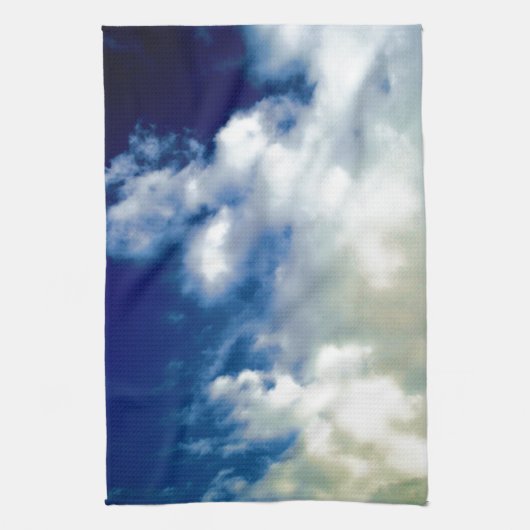 Witte wolken en blauwe hemel theedoek (Verticaal)