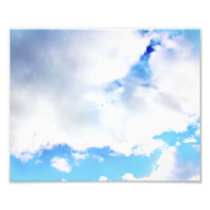 Witte wolken en blauwe lucht foto afdruk