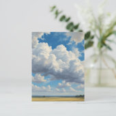 Witte wolken en heldere blauwe lucht briefkaart (Staand voorkant)