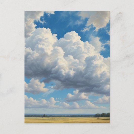 Witte wolken en heldere blauwe lucht briefkaart (Voorkant)