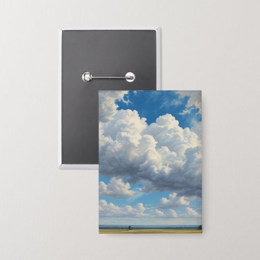 Witte wolken en heldere blauwe lucht button (Voorkant / Achterkant)