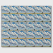 Witte wolken en heldere blauwe lucht cadeaupapier (Vlak)