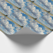 Witte wolken en heldere blauwe lucht cadeaupapier (Hoek)