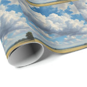 Witte wolken en heldere blauwe lucht cadeaupapier (Rol Hoek)