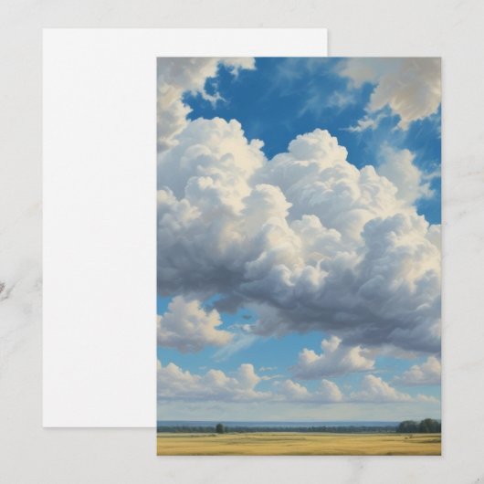 Witte wolken en heldere blauwe lucht feestdagenkaart (Voorkant / Achterkant)