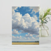 Witte wolken en heldere blauwe lucht feestdagenkaart (Staand voorkant)