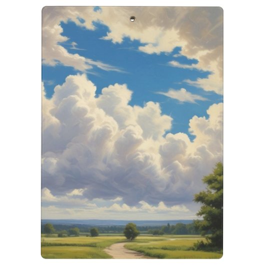 Witte wolken en heldere blauwe lucht klembord (Achterkant)