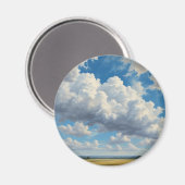 Witte wolken en heldere blauwe lucht magneet (Voorkant / Achterkant)
