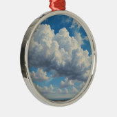 Witte wolken en heldere blauwe lucht metalen ornament (Rechts)