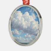 Witte wolken en heldere blauwe lucht metalen ornament (Links)