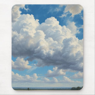 Witte wolken en heldere blauwe lucht muismat