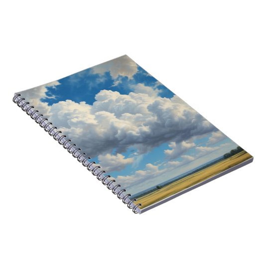 Witte wolken en heldere blauwe lucht notitieboek (Rechterzijde)
