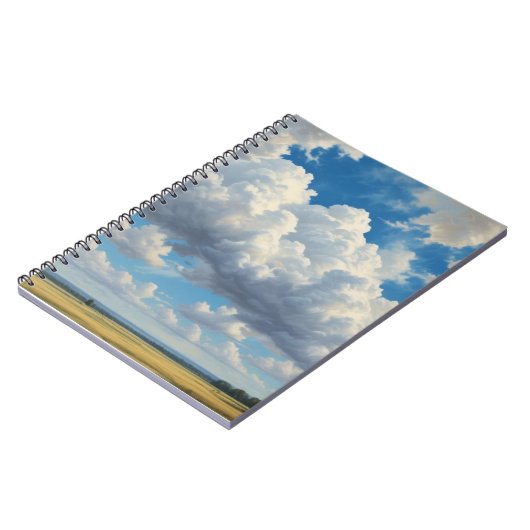 Witte wolken en heldere blauwe lucht notitieboek (Linkerzijde)