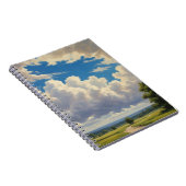 Witte wolken en heldere blauwe lucht notitieboek (Rechterzijde)